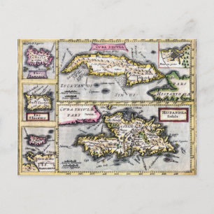 Carte postale Cuba et Hispaniola Antique Map