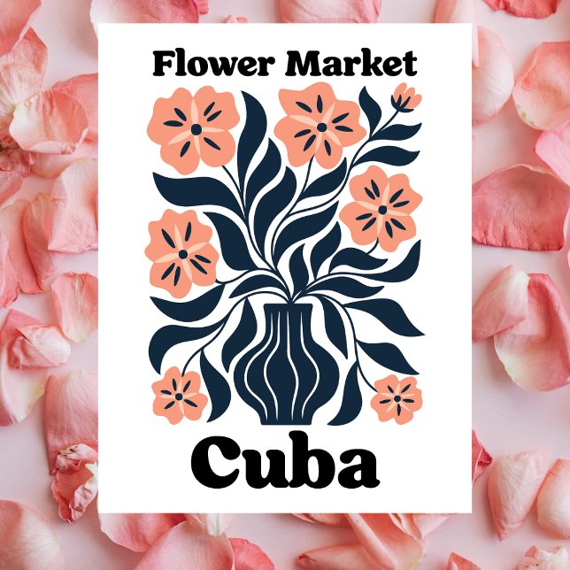Carte Postale Cuba Flower Market Potted Blossom & Dark Foliage (Cuba Flower Market Potted Blossom & Dark Foliage Postcard)