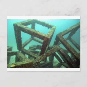 Carte Postale Cubes en béton sous l'eau art abstrait