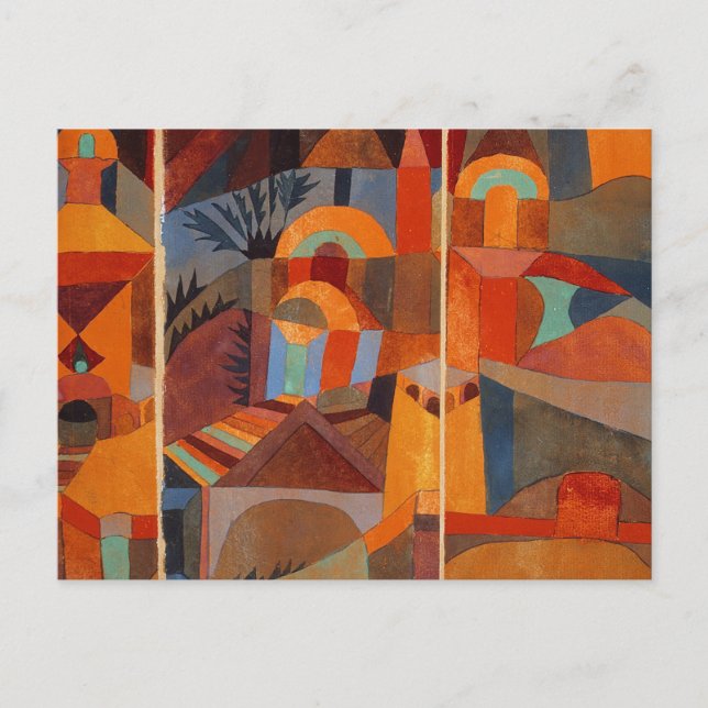 Carte Postale Cubisme Abstrait coloré Klee Temple Gardens (Devant)