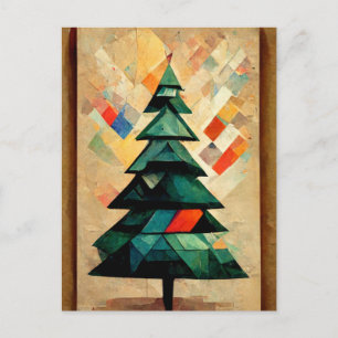 Carte Postale Cubisme. Arbre de Noël peint de manière moderne et