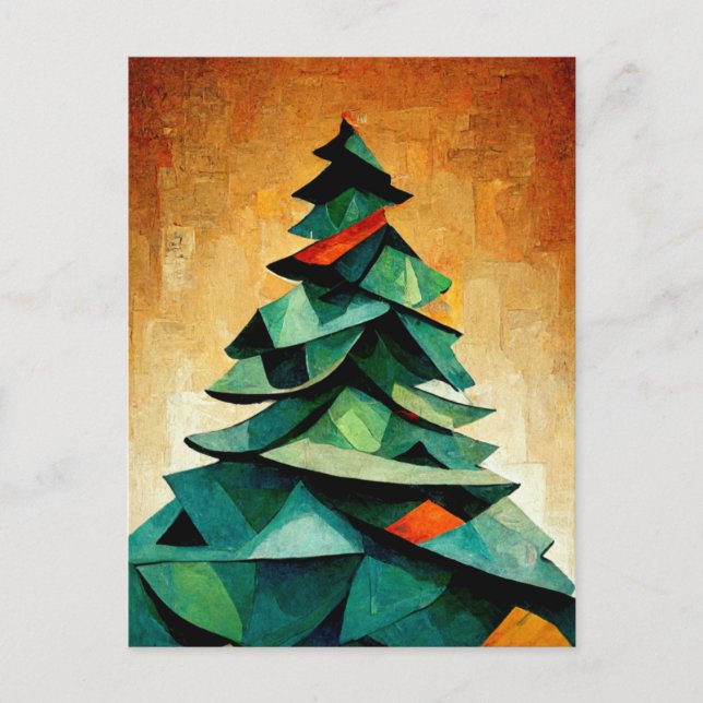 Carte Postale Cubisme, sapin de Noël à Noël. Peint. (Devant)