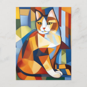 Carte Postale Cubiste Abstraite Calico Cat