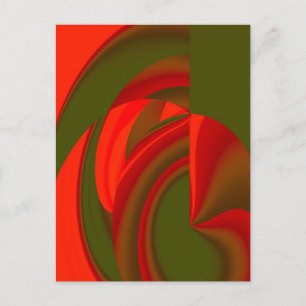 Carte Postale Cubiste rouge et vert Abstrait