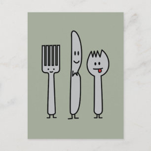 Carte Postale Cuillère mignonne de Spork de couteau de