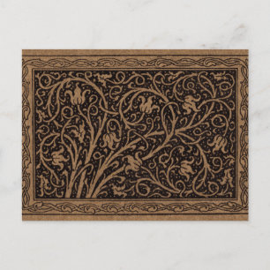 Carte Postale Cuir à outils Brown Art Nouveau Floral