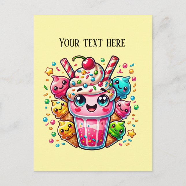 Carte Postale Cuire milk shake ajouter texte crème glacée (Devant)