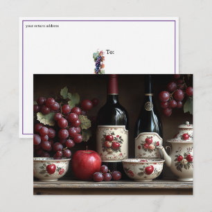 Carte Postale Cuisine de campagne vintage raisins pommes