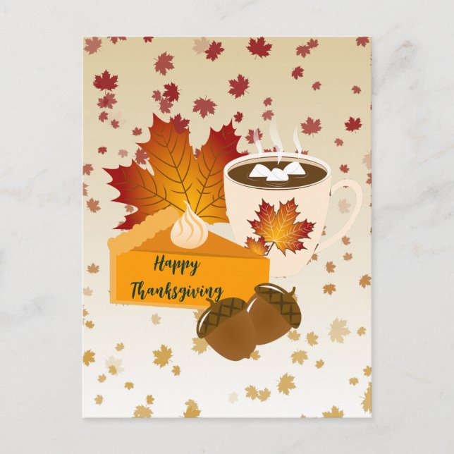 Carte Postale Cuisine du dîner de Thanksgiving Tarte au potiron  (Devant)