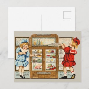 Carte Postale Cuisine Rétro Américaine Publicité avec Deux Fille