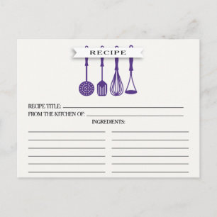 Carte Postale Cuisine Ustensiles violets Fête des mariées Recett