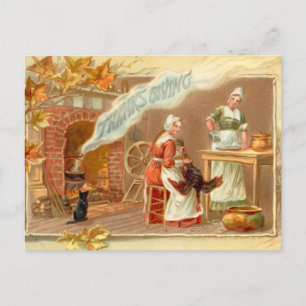 Carte Postale Cuisine vintage des femmes Turquie Thanksgiving