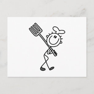 Carte Postale Cuisinier Bonhomme Allumette Avec Fourchette