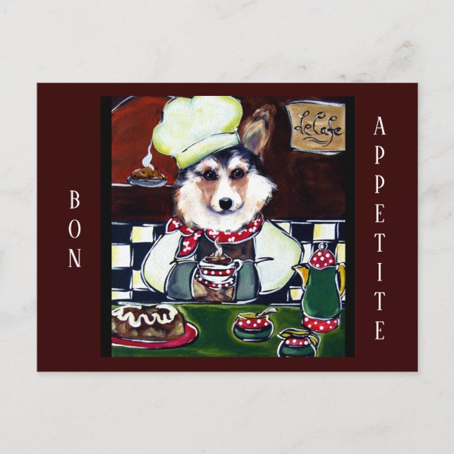 Carte Postale Cuisinier Corgi (Devant)