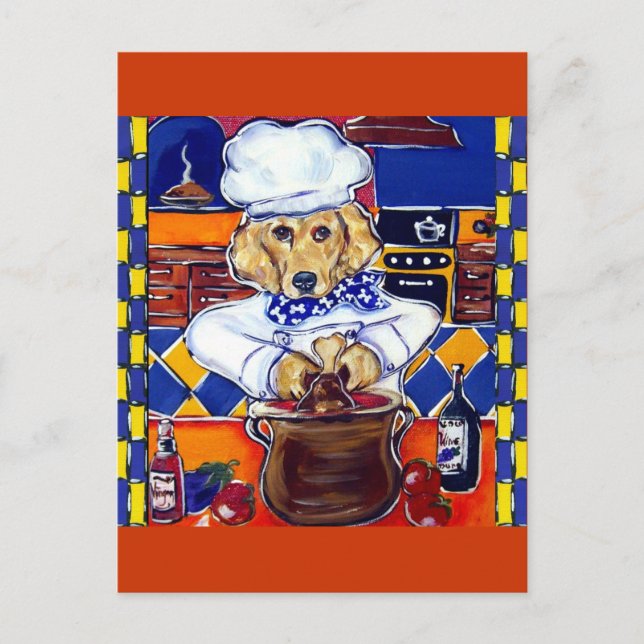 Carte Postale Cuisinier Golden Retriever (Devant)