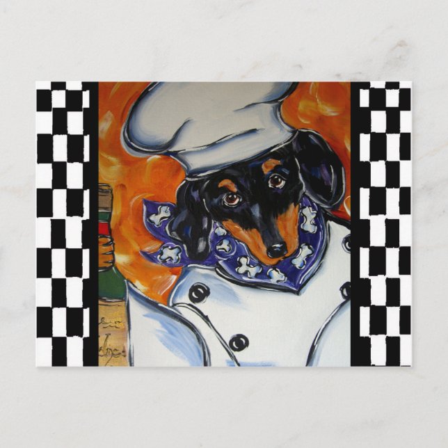 Carte Postale Cuisiniers Dachshund (Devant)