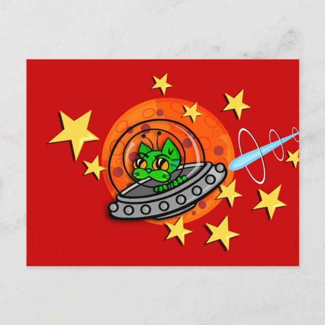 CARTE POSTALE CUITE CARTOON SPACE KITTY CAT HORIZO (Devant)