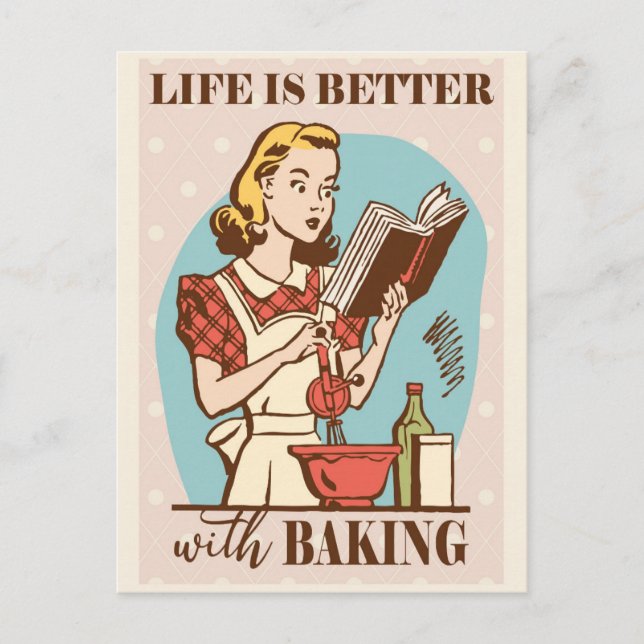 Carte Postale Cuite Rétro Vintage femme de cuisson (Devant)