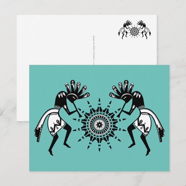 Carte Postale Culture des Amérindiens - Danse du Soleil Kokopell (Devant / Derrière)