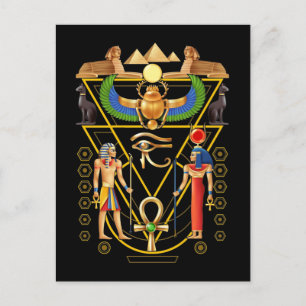 Carte Postale Culture égyptienne Scarab Artefact Ankh Horus Oeil