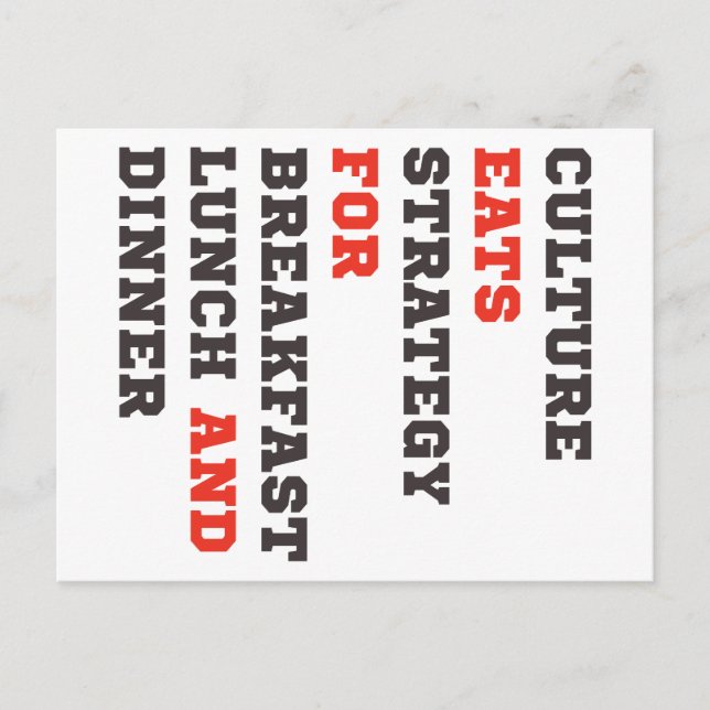 Carte Postale Culture Mange Stratégie Pour Le Petit Déjeuner, Dé (Devant)