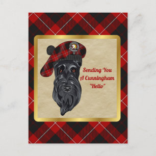 Carte postale Cunningham Clan Badge & Tartan