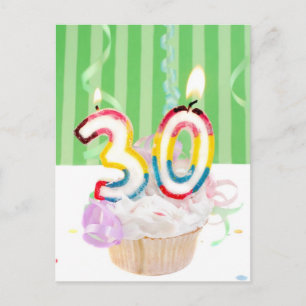 Carte Postale cupcake à 30 ans avec bougies