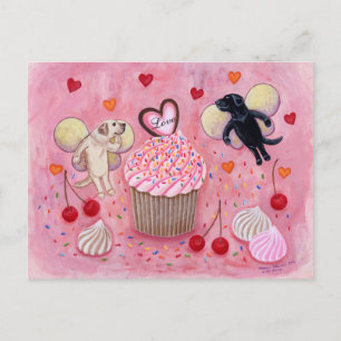 Carte Postale Cupcake and Labrador Fairies Peinture