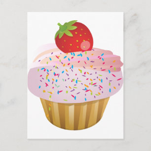 Carte Postale Cupcake aux fraises