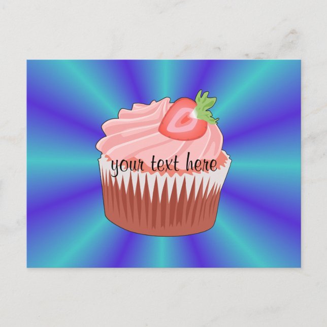 Carte postale Cupcake aux fraises (Devant)