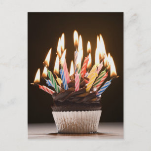 Carte Postale Cupcake avec bougies d'anniversaire