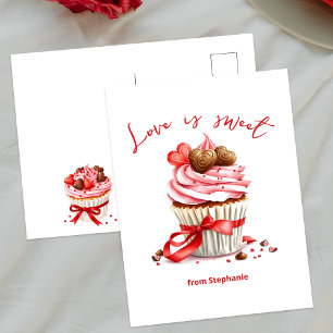Carte Postale Cupcake avec Coeur Chocolates L'amour est doux