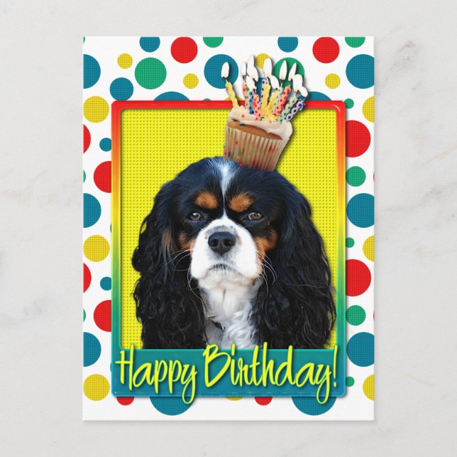 Carte Postale Cupcake d'anniversaire - Cavalier - Tri-Color (Devant)