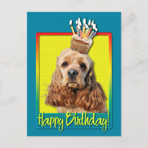 Carte Postale Cupcake d'anniversaire - Cocker Spaniel