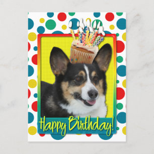 Carte Postale Cupcake d'anniversaire - Corgi