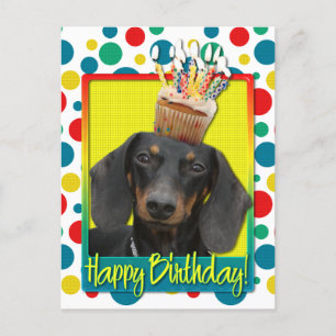Carte Postale Cupcake d'anniversaire - Dachshund - Winston