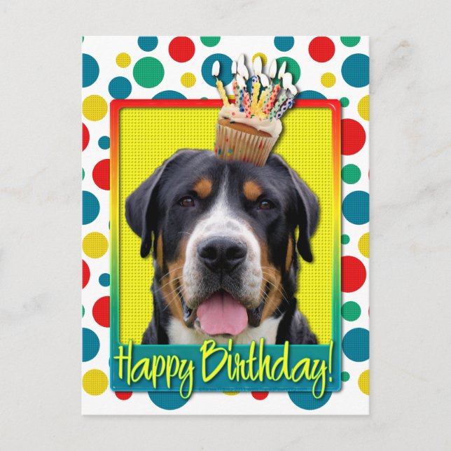Carte Postale Cupcake d'anniversaire - Grand Chien de montagne s (Devant)