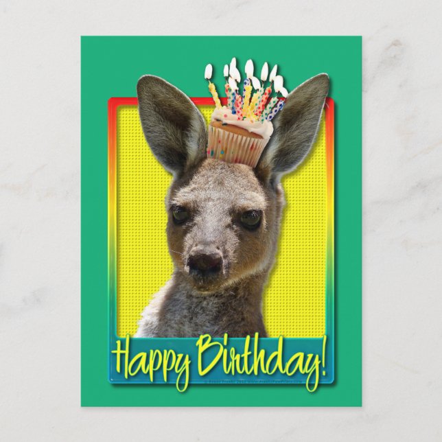 Carte Postale Cupcake d'anniversaire - Kangaroo (Devant)