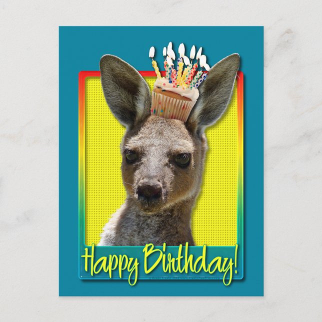 Carte Postale Cupcake d'anniversaire - Kangaroo (Devant)