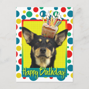 Carte Postale Cupcake d'anniversaire - Kelpie australienne - Jud