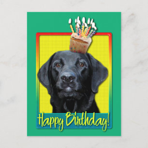 Carte Postale Cupcake d'anniversaire - Labrador - Noir - Gaz