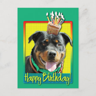 Carte Postale Cupcake d'anniversaire - Rottweiler - SambaParTi