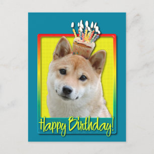 Carte Postale Cupcake d'anniversaire - Shiba Inu