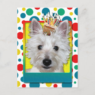 Carte Postale Cupcake d'anniversaire - Westie - Tank