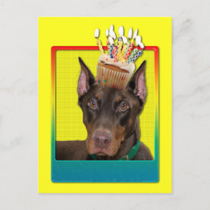 Carte Postale Cupcake d'invitation - Doberman - Rouge - Rocky