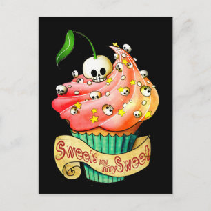 Carte Postale Cupcake doux et mort crâne