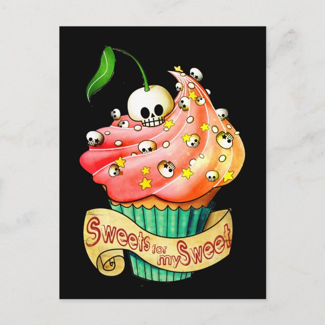Carte Postale Cupcake doux et mort crâne (Devant)