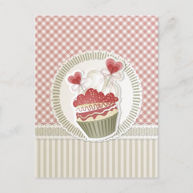 Carte postale Cupcake rose (Devant)