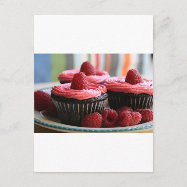 Carte Postale Cupcakes aux framboises (Devant)