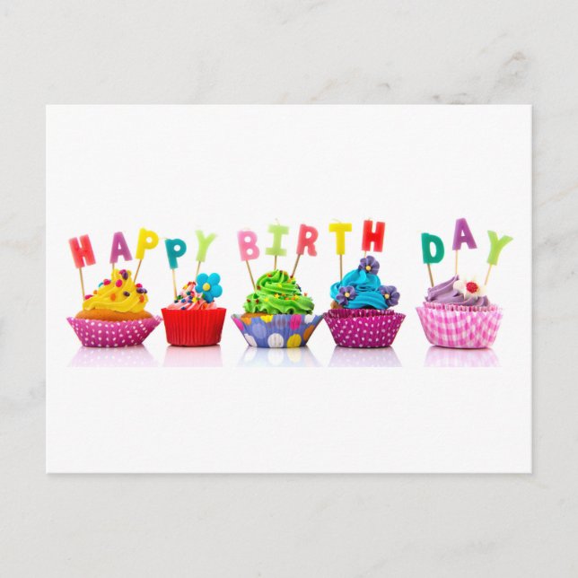Carte Postale Cupcakes de Joyeux Anniversaire (Devant)